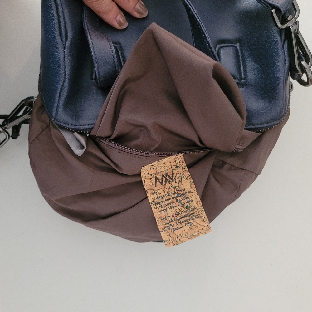 Matt & Nat Mitsuko Small Satchel and Crossbody Bag in Midnight Navy Blue - Picture 8 of 14
